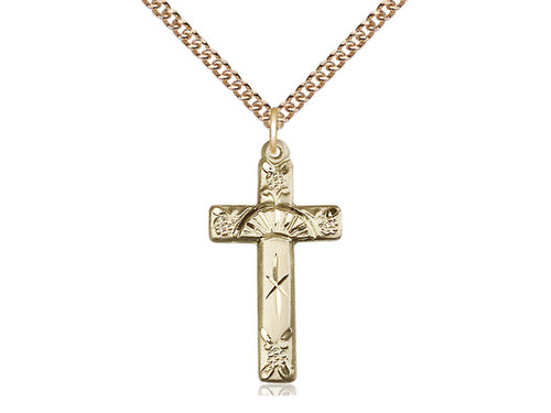 14kt Gold Filled Cross Pendant on Gold Plate Chain