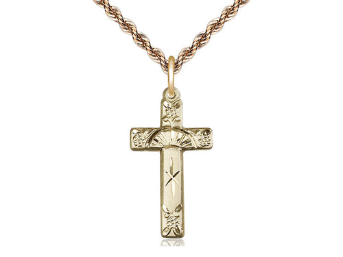 14kt Gold Filled Cross Pendant on Gold Plate Chain