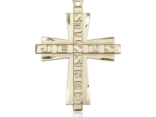 14kt Gold Filled Jesus Christus Cross Pendant on a Gold Plate Chain