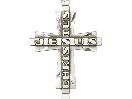 STERLING SILVER JESÚS CRIVA Cross Cross en una cadena de plata esterlina