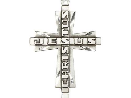 Sterling Silver Jesus Christus Cross Pendant on a Sterling Silver Chain