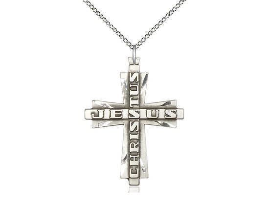 STERLING SILVER JESÚS CRIVA Cross Cross en una cadena de plata esterlina