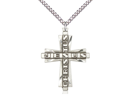 STERLING SILVER JESÚS CRIVA Cross Cross en una cadena de plata esterlina