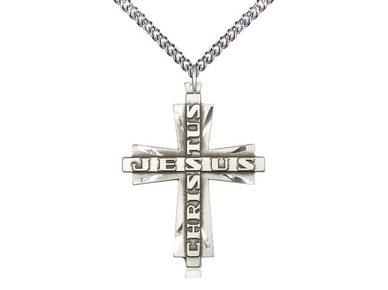 STERLING SILVER JESÚS CRIVA Cross Cross en una cadena de plata esterlina
