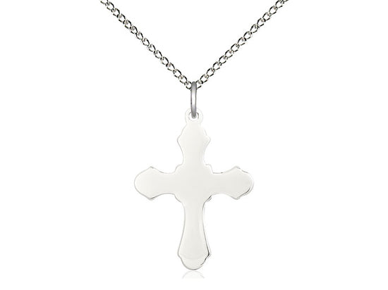 Colgante cruzado de plata esterlina en una cadena de plata esterlina