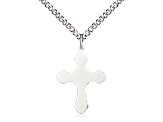 Colgante cruzado de plata esterlina en una cadena de plata esterlina