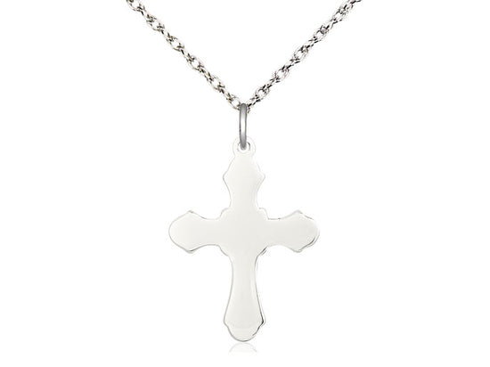 Colgante cruzado de plata esterlina en una cadena de plata esterlina