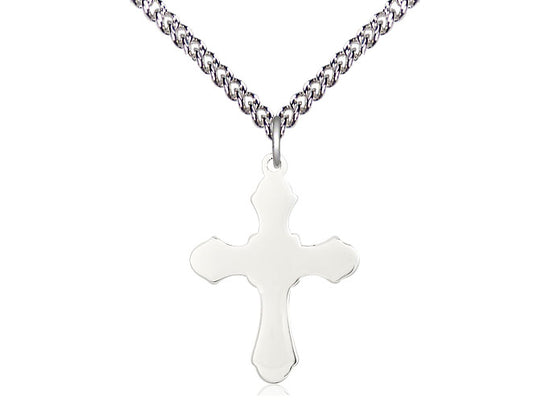 Colgante cruzado de plata esterlina en una cadena de plata esterlina