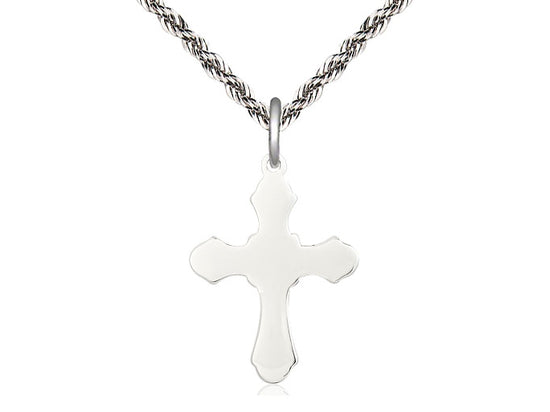 Colgante cruzado de plata esterlina en una cadena de plata esterlina