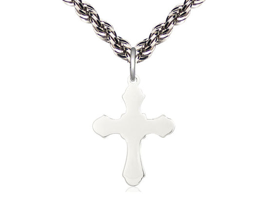 Colgante cruzado de plata esterlina en una cadena de plata esterlina