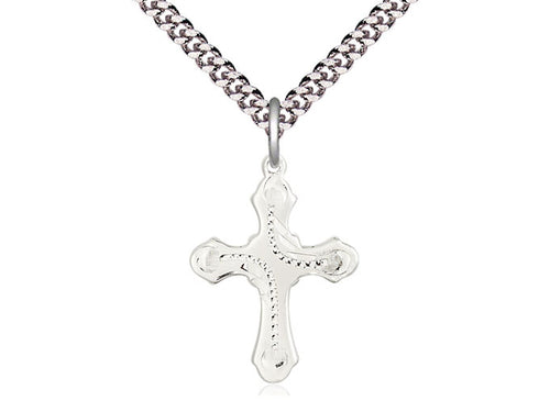 Sterling Silver Cross Medal on a Sterling Silver Chain