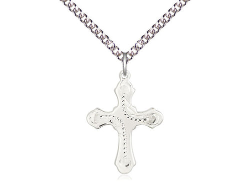 Sterling Silver Cross Medal on a Sterling Silver Chain