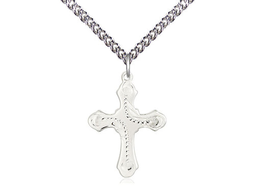 Sterling Silver Cross Medal on a Sterling Silver Chain