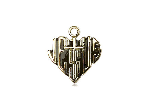 14kt Gold Filled Heart of Jesus w/Cross Pendant on a Gold Filled Chain