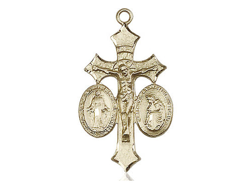 Colgante de 14kt llenado de oro de Jesús, María, Nuestra Señora de La Salette en una cadena llena de oro