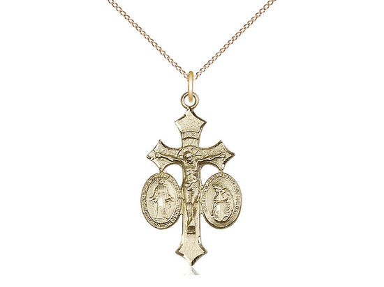 14kt Gold Filled Jesus, Mary, Our Lady of La Salette Pendant on a Gold Filled Chain