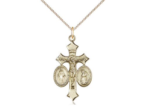 Colgante de 14kt llenado de oro de Jesús, María, Nuestra Señora de La Salette en una cadena llena de oro