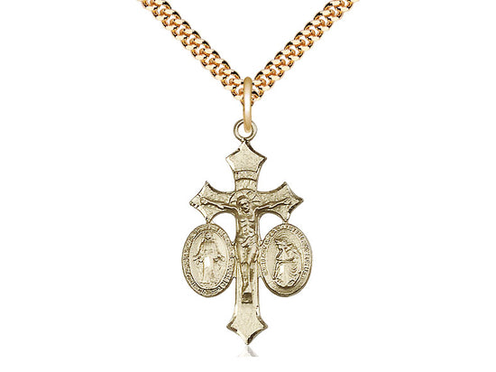 14kt Gold Filled Jesus, Mary, Our Lady of La Salette Pendant on a Gold Filled Chain