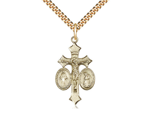 Colgante de 14kt llenado de oro de Jesús, María, Nuestra Señora de La Salette en una cadena llena de oro