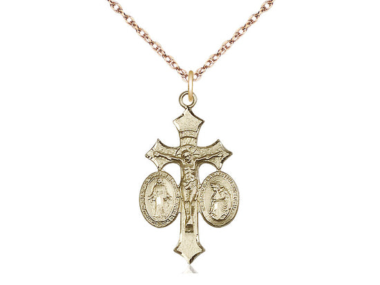 14kt Gold Filled Jesus, Mary, Our Lady of La Salette Pendant on a Gold Filled Chain