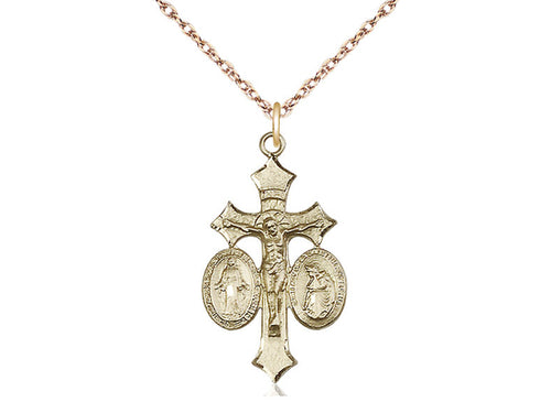 Colgante de 14kt llenado de oro de Jesús, María, Nuestra Señora de La Salette en una cadena llena de oro