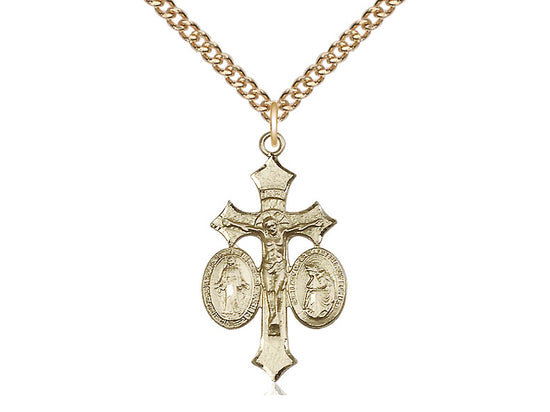 14kt Gold Filled Jesus, Mary, Our Lady of La Salette Pendant on a Gold Filled Chain