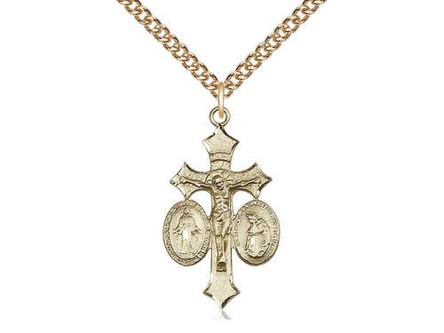 Colgante de 14kt llenado de oro de Jesús, María, Nuestra Señora de La Salette en una cadena llena de oro