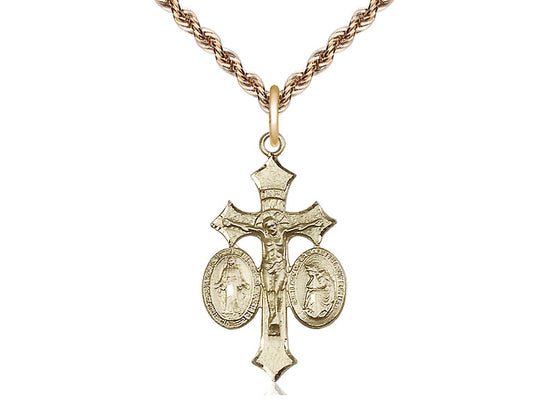 14kt Gold Filled Jesus, Mary, Our Lady of La Salette Pendant on a Gold Filled Chain
