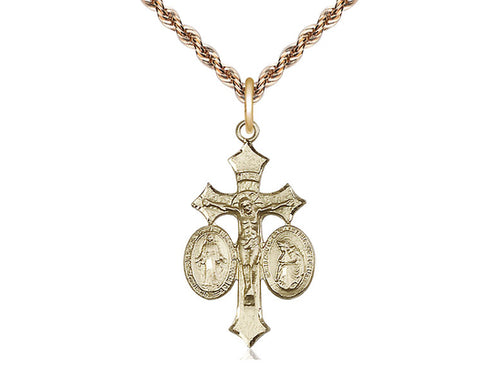 Colgante de 14kt llenado de oro de Jesús, María, Nuestra Señora de La Salette en una cadena llena de oro