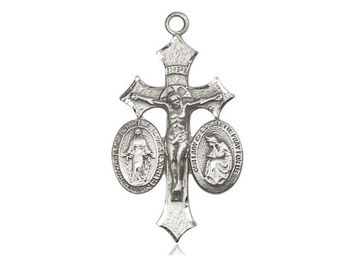 Plata De Ley Jesús, María, Nuestra Señora De La Salette En Una Cadena De Plata De Ley