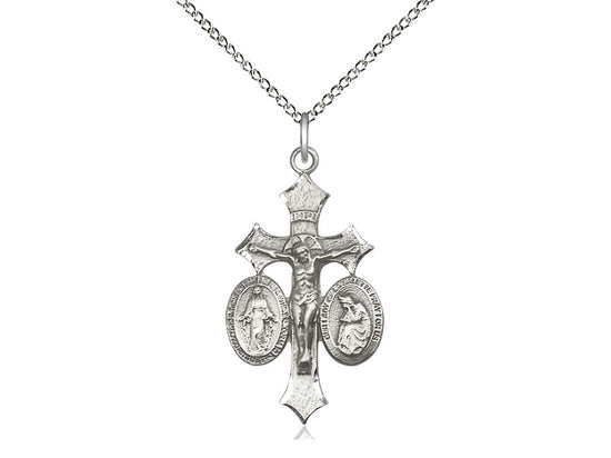 Plata De Ley Jesús, María, Nuestra Señora De La Salette En Una Cadena De Plata De Ley