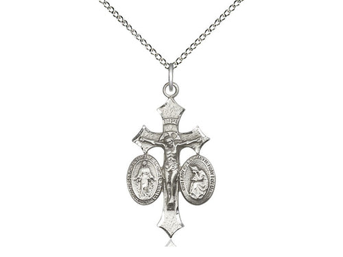 Plata De Ley Jesús, María, Nuestra Señora De La Salette En Una Cadena De Plata De Ley