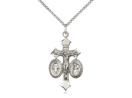 Sterling Silver Jesus, Mary, Our Lady of La Salette on a Sterling Silver Chain