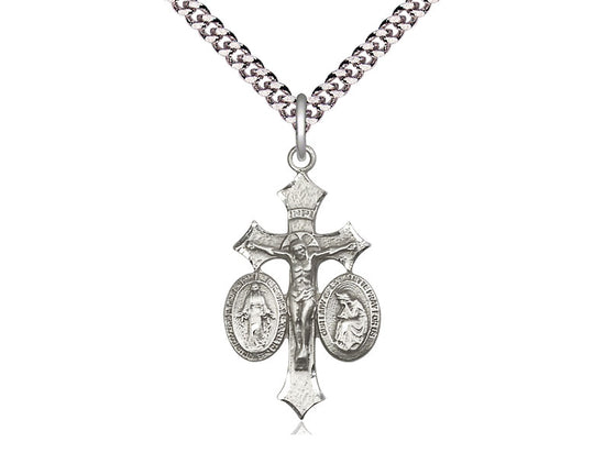 Sterling Silver Jesus, Mary, Our Lady of La Salette on a Sterling Silver Chain