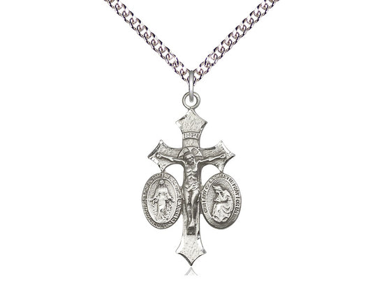 Sterling Silver Jesus, Mary, Our Lady of La Salette on a Sterling Silver Chain