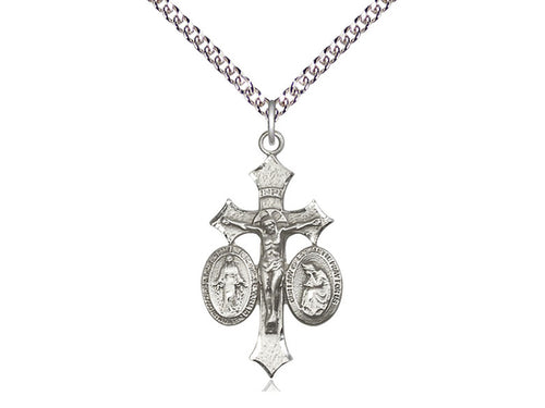Plata De Ley Jesús, María, Nuestra Señora De La Salette En Una Cadena De Plata De Ley