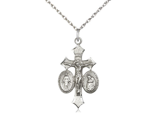 Plata De Ley Jesús, María, Nuestra Señora De La Salette En Una Cadena De Plata De Ley