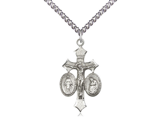 Sterling Silver Jesus, Mary, Our Lady of La Salette on a Sterling Silver Chain
