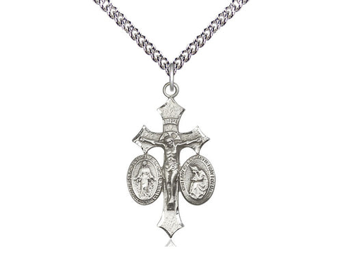 Plata De Ley Jesús, María, Nuestra Señora De La Salette En Una Cadena De Plata De Ley