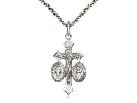 Sterling Silver Jesus, Mary, Our Lady of La Salette on a Sterling Silver Chain