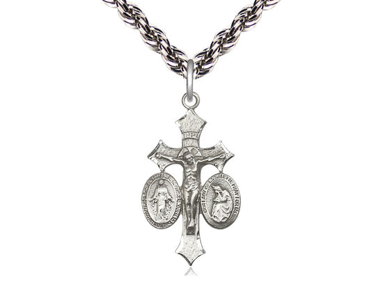 Sterling Silver Jesus, Mary, Our Lady of La Salette on a Sterling Silver Chain