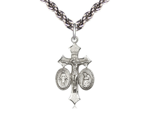 Plata De Ley Jesús, María, Nuestra Señora De La Salette En Una Cadena De Plata De Ley