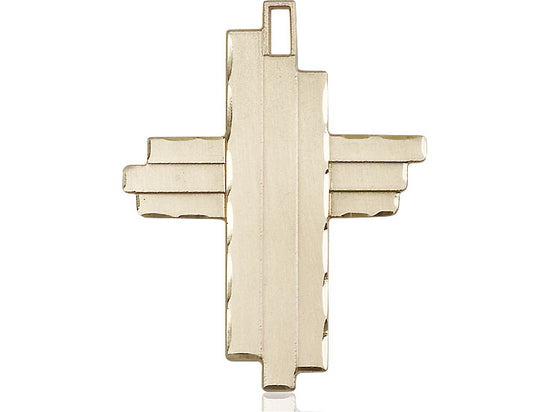 Colgante cruzado lleno de oro de 14kt en una cadena de acera de placa de oro