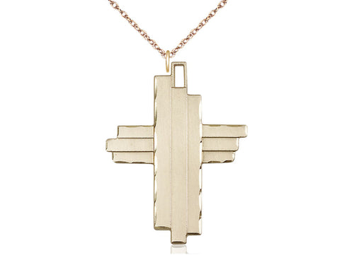 14kt Gold Filled Cross Pendant on a Gold Plate Curb Chain