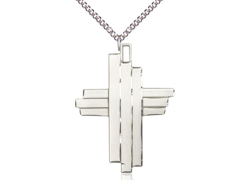 Sterling Silver Cross Pendant on Sterling Silver Chain