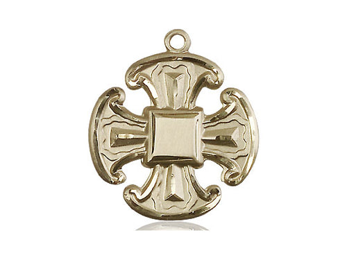 Colgante de necesidades especiales de 5 vías llenas de oro de 14kt en una cadena de placas de oro