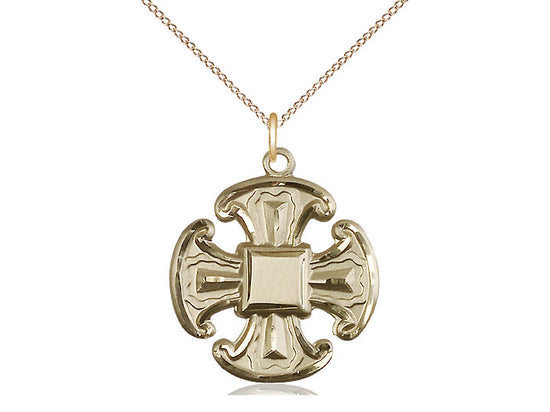 Colgante de necesidades especiales de 5 vías llenas de oro de 14kt en una cadena de placas de oro