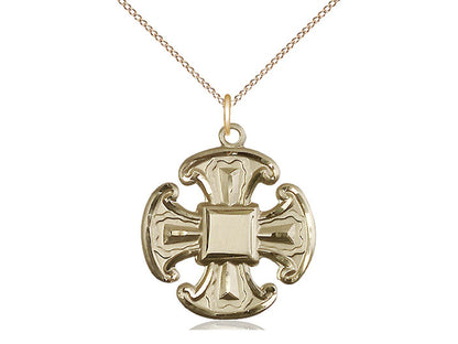 Colgante de necesidades especiales de 5 vías llenas de oro de 14kt en una cadena de placas de oro