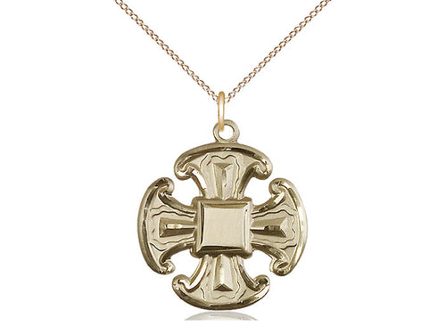 Colgante de necesidades especiales de 5 vías llenas de oro de 14kt en una cadena de placas de oro
