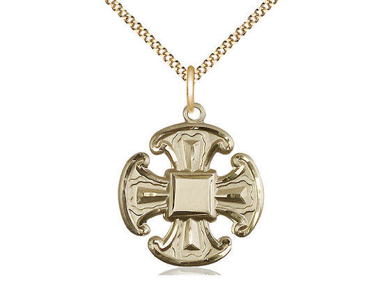 Colgante de necesidades especiales de 5 vías llenas de oro de 14kt en una cadena de placas de oro